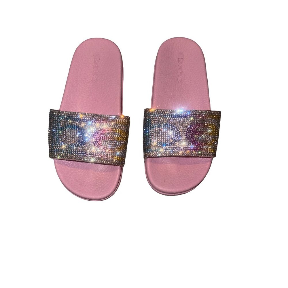 Size 13 BEBE Rhinestone Slides Slip-On Sandals